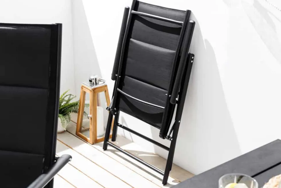 Outdoor Gartenstuhl COMFORT LINE anthrazit zusammenklappbar wetterfest Hochlehner
