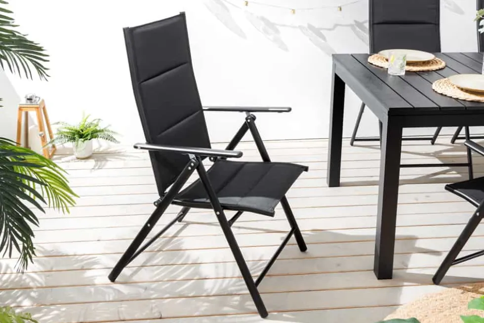 Outdoor Gartenstuhl COMFORT LINE anthrazit zusammenklappbar wetterfest Hochlehner