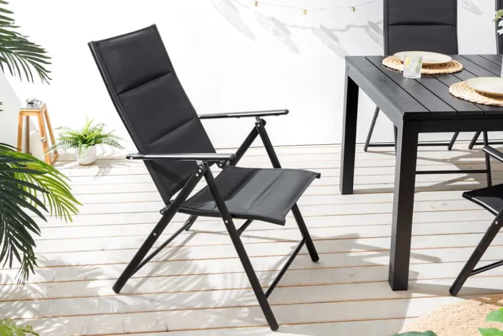 Outdoor Gartenstuhl COMFORT LINE anthrazit zusammenklappbar wetterfest Hochlehner