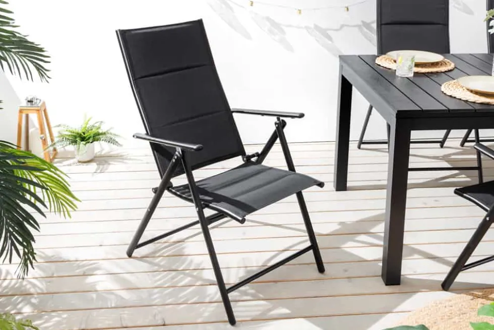 Outdoor Gartenstuhl COMFORT LINE anthrazit zusammenklappbar wetterfest Hochlehner