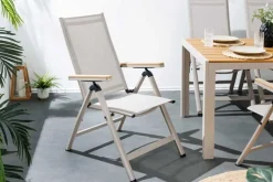 Outdoor Gartenstuhl DESIGNO taupe Aluminium klappbar wetterfest Hochlehner