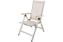 Outdoor Gartenstuhl DESIGNO taupe Aluminium klappbar wetterfest Hochlehner