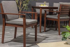 Outdoor Gartenstuhl KOPENHAGEN anthrazit braun Akazie honey finish inkl. Kissen stapelbar