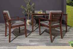 Outdoor Gartenstuhl KOPENHAGEN anthrazit braun Akazie honey finish inkl. Kissen stapelbar