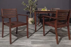 Outdoor Gartenstuhl KOPENHAGEN anthrazit braun Akazie honey finish inkl. Kissen stapelbar