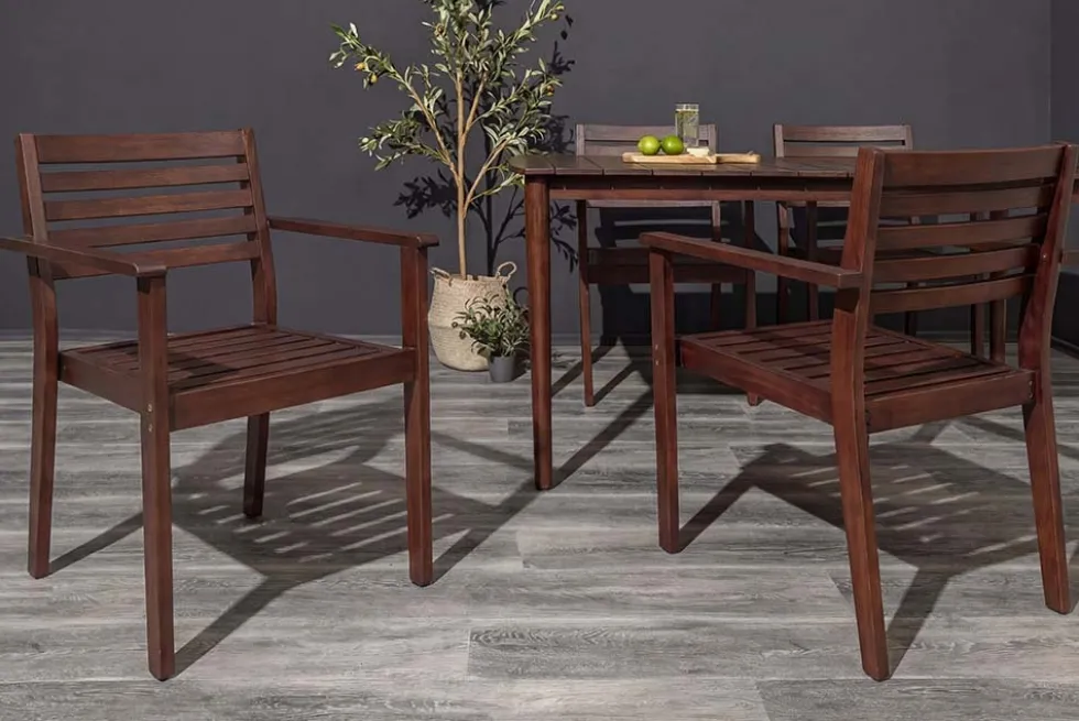 Outdoor Gartenstuhl KOPENHAGEN anthrazit braun Akazie honey finish inkl. Kissen stapelbar
