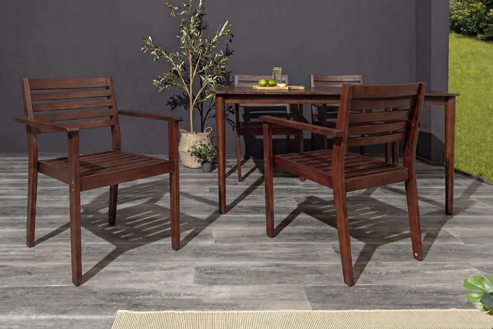 Outdoor Gartenstuhl KOPENHAGEN beige braun Akazie honey finish inkl. Kissen stapelbar