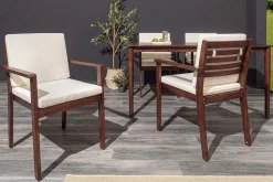 Outdoor Gartenstuhl KOPENHAGEN beige braun Akazie honey finish inkl. Kissen stapelbar