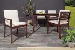 Outdoor Gartenstuhl KOPENHAGEN beige braun Akazie honey finish inkl. Kissen stapelbar