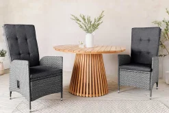Outdoor Gartenstuhl SYLT grau Polyrattan Hochlehner mit Armlehne verstellbar wetterfest