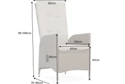 Outdoor Gartenstuhl SYLT grau Polyrattan Hochlehner mit Armlehne verstellbar wetterfest
