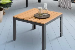Outdoor Gartentisch ORLANDO LOUNGE 60cm anthrazit natur Aluminium wetterfest