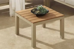 Outdoor Gartentisch ORLANDO LOUNGE 60cm greige natur Aluminium wetterfest