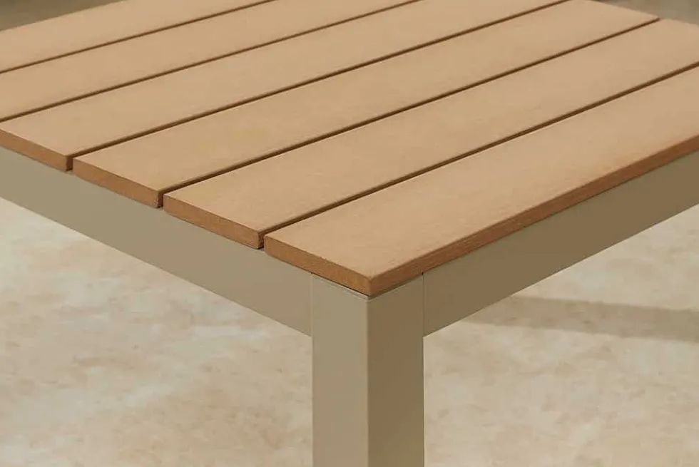 Outdoor Gartentisch ORLANDO LOUNGE 60cm greige natur Aluminium wetterfest
