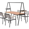 Outdoor Gartentisch RIO 190cm anthrazit Aluminium Massivholz mit Dekostange wetterfest