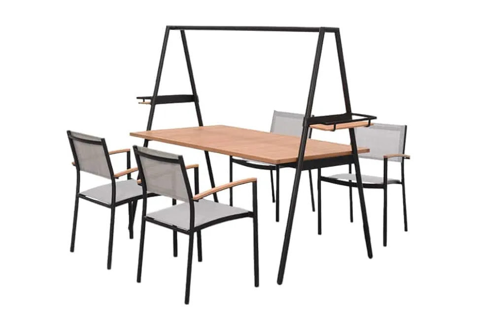 Outdoor Gartentisch RIO 190cm anthrazit Aluminium Massivholz mit Dekostange wetterfest