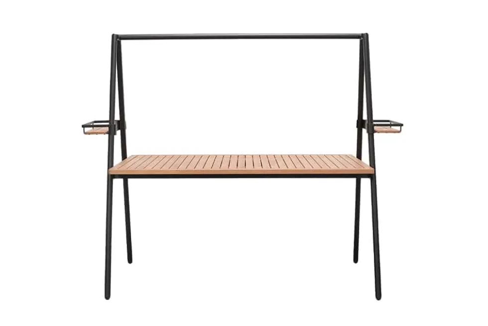 Outdoor Gartentisch RIO 190cm anthrazit Aluminium Massivholz mit Dekostange wetterfest