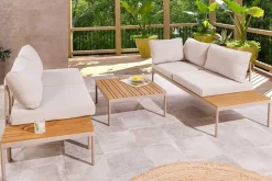 Outdoor Lounge MOBILE MODULAR greige Garten-Sitzgruppe inkl. Tisch und Kissen