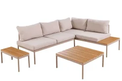 Outdoor Lounge MOBILE MODULAR greige Garten-Sitzgruppe inkl. Tisch und Kissen
