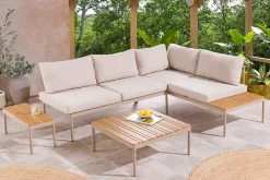 Outdoor Lounge MOBILE MODULAR greige Garten-Sitzgruppe inkl. Tisch und Kissen