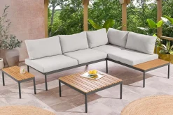 Outdoor Lounge MOBILE MODULAR anthrazit hellgrau Garten-Sitzgruppe inkl. Tisch und Kissen