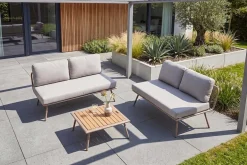 Outdoor Lounge Sitzgruppe MOBILE MODULAR greige mit Tisch wetterfest