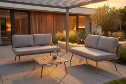Outdoor Lounge Sitzgruppe MOBILE MODULAR greige mit Tisch wetterfest
