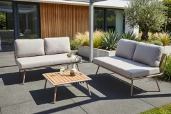 Outdoor Lounge Sitzgruppe MOBILE MODULAR greige mit Tisch wetterfest