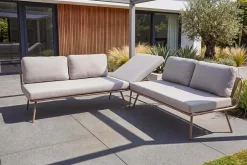 Outdoor Lounge Sitzgruppe MOBILE MODULAR greige mit Tisch wetterfest