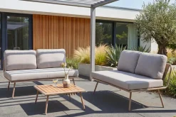 Outdoor Lounge Sitzgruppe MOBILE MODULAR greige mit Tisch wetterfest