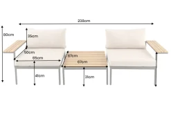 Outdoor Lounge Sitzgruppe MOBILE MODULAR 240cm anthrazit greige inkl. Kissen