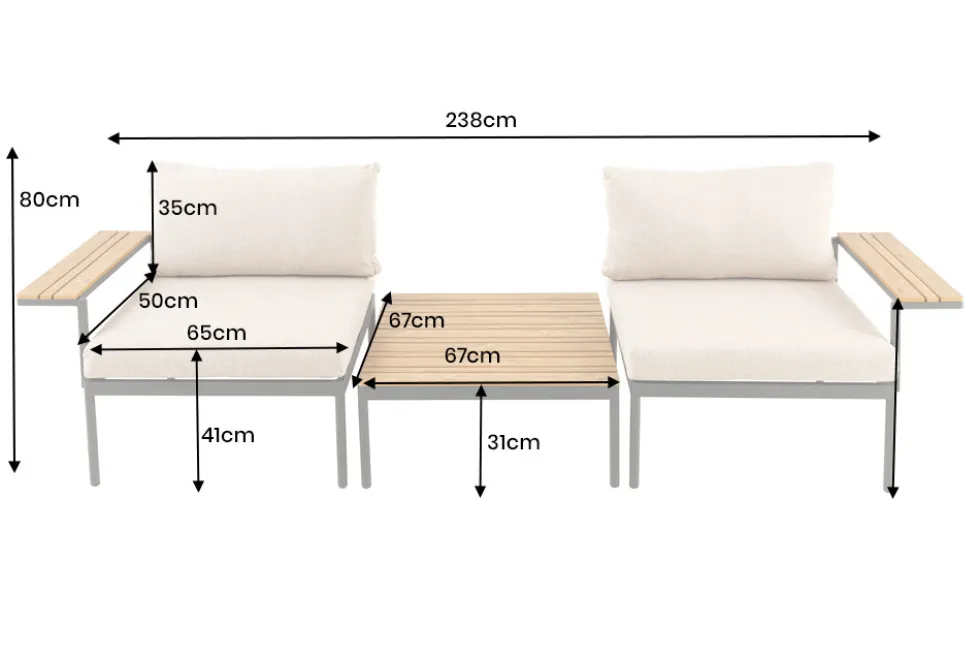 Outdoor Lounge Sitzgruppe MOBILE MODULAR 240cm anthrazit greige inkl. Kissen