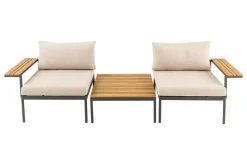 Outdoor Lounge Sitzgruppe MOBILE MODULAR 240cm anthrazit greige inkl. Kissen
