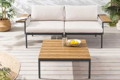 Outdoor Lounge Sitzgruppe MOBILE MODULAR 240cm anthrazit greige inkl. Kissen