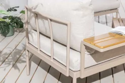 Outdoor Lounge Sitzgruppe MOBILE MODULAR 240cm champagner greige inkl. Kissen