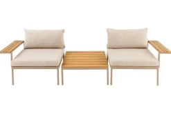 Outdoor Lounge Sitzgruppe MOBILE MODULAR 240cm champagner greige inkl. Kissen
