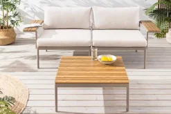 Outdoor Lounge Sitzgruppe MOBILE MODULAR 240cm champagner greige inkl. Kissen