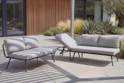 Outdoor Lounge Sitzgruppe MOBILE MODULAR anthrazit hellgrau mit Tisch wetterfest