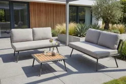 Outdoor Lounge Sitzgruppe MOBILE MODULAR anthrazit hellgrau mit Tisch wetterfest
