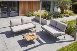 Outdoor Lounge Sitzgruppe MOBILE MODULAR anthrazit hellgrau mit Tisch wetterfest