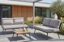 Outdoor Lounge Sitzgruppe MOBILE MODULAR anthrazit hellgrau mit Tisch wetterfest
