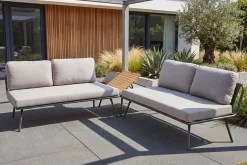 Outdoor Lounge Sitzgruppe MOBILE MODULAR anthrazit hellgrau mit Tisch wetterfest