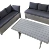 Outdoor Sitzgruppe MONACO 240cm anthrazit Polyrattan Gartenmöbel-Set Ecklounge wetterfest