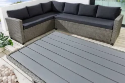 Outdoor Sitzgruppe MONACO 240cm anthrazit Polyrattan Gartenmöbel-Set Ecklounge wetterfest