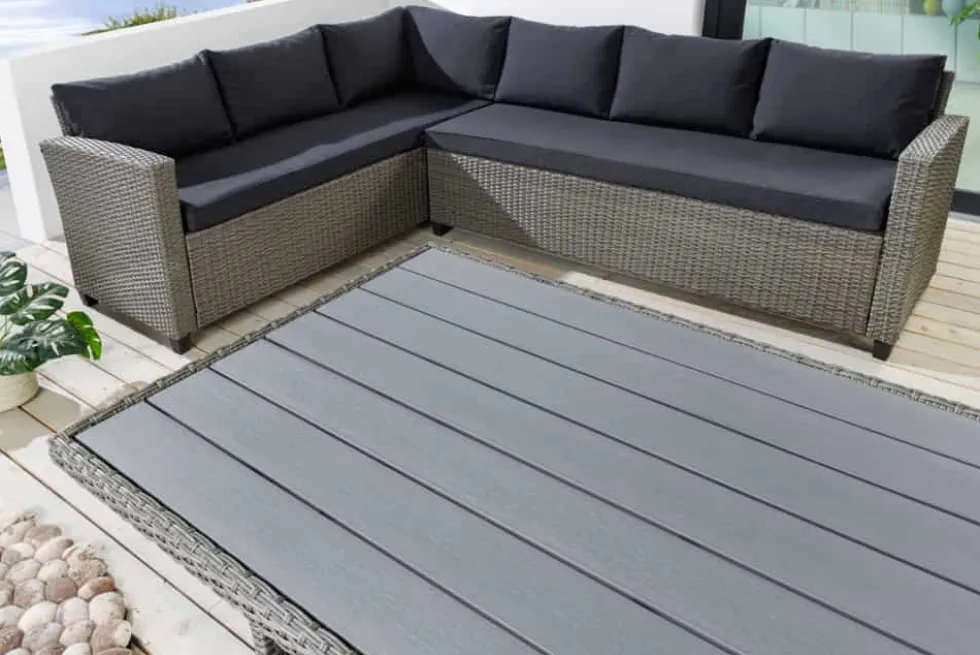Outdoor Sitzgruppe MONACO 240cm anthrazit Polyrattan Gartenmöbel-Set Ecklounge wetterfest