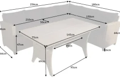 Outdoor Sitzgruppe MONACO 240cm anthrazit Polyrattan Gartenmöbel-Set Ecklounge wetterfest