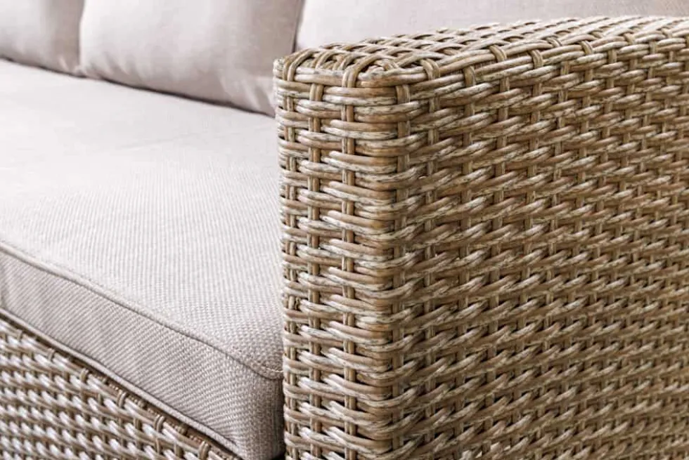 Outdoor Sitzgruppe MONACO 240cm natur Polyrattan Gartenmöbel-Set Ecklounge wetterfest