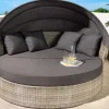 Outdoor Sonneninsel PLAYA LIVING 165cm hellgrau Polyrattan Aluminium inklusive Kissen wetterfest