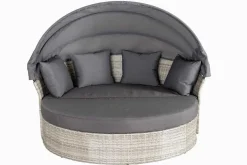 Outdoor Sonneninsel PLAYA LIVING 165cm hellgrau Polyrattan Aluminium inklusive Kissen wetterfest