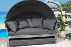 Outdoor Sonneninsel PLAYA LIVING 165cm grau Polyrattan Aluminium inkl. Kissen wetterfest